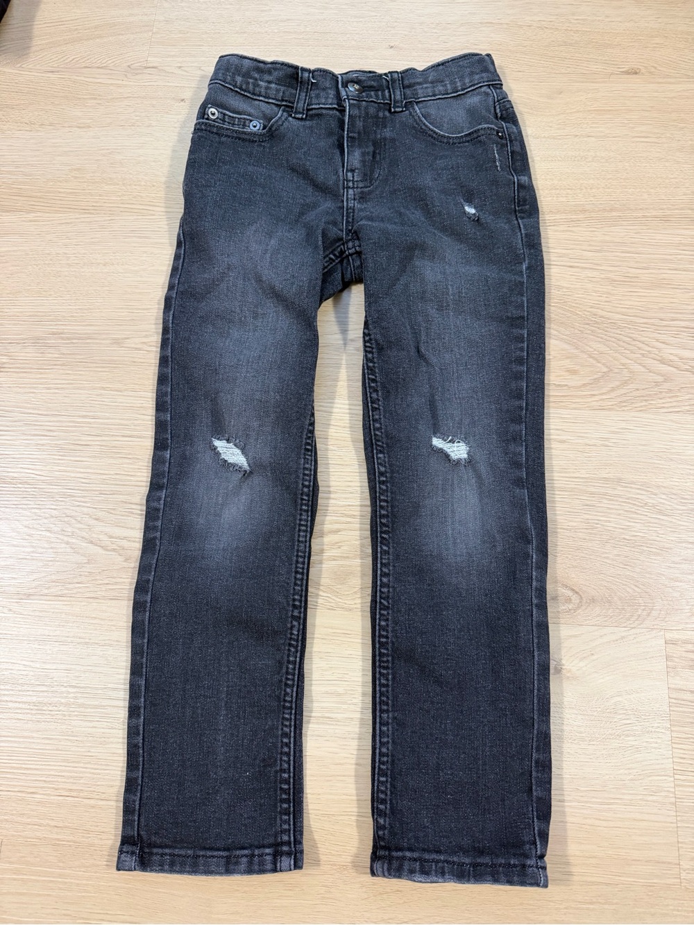 Wonder Nation Boys Black Distressed Jeans Size 7 Slim